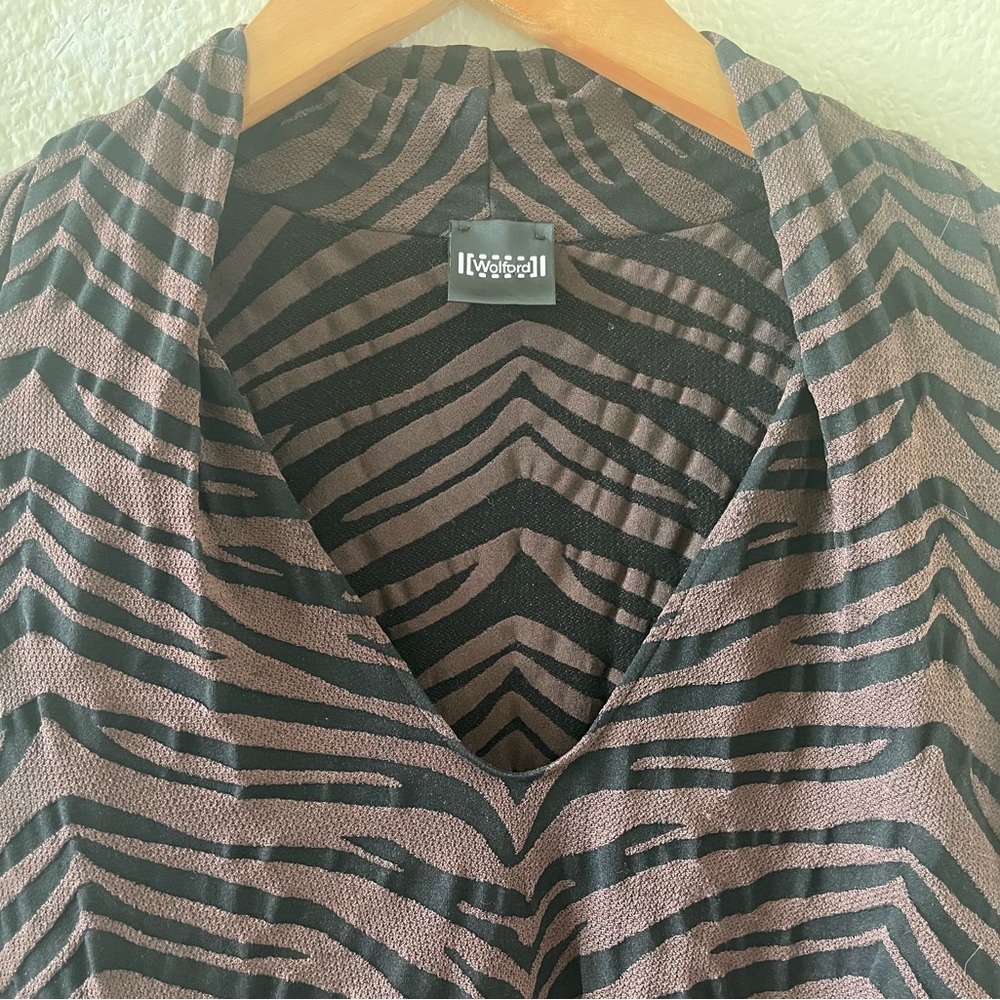 Wolford Black & Brown Tiger Stripe Long Sleeve Thong Bodysuit/ small - Picture 16 of 16
